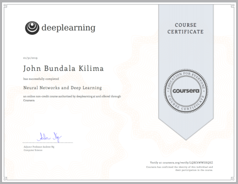 Coursera cert on neural networks